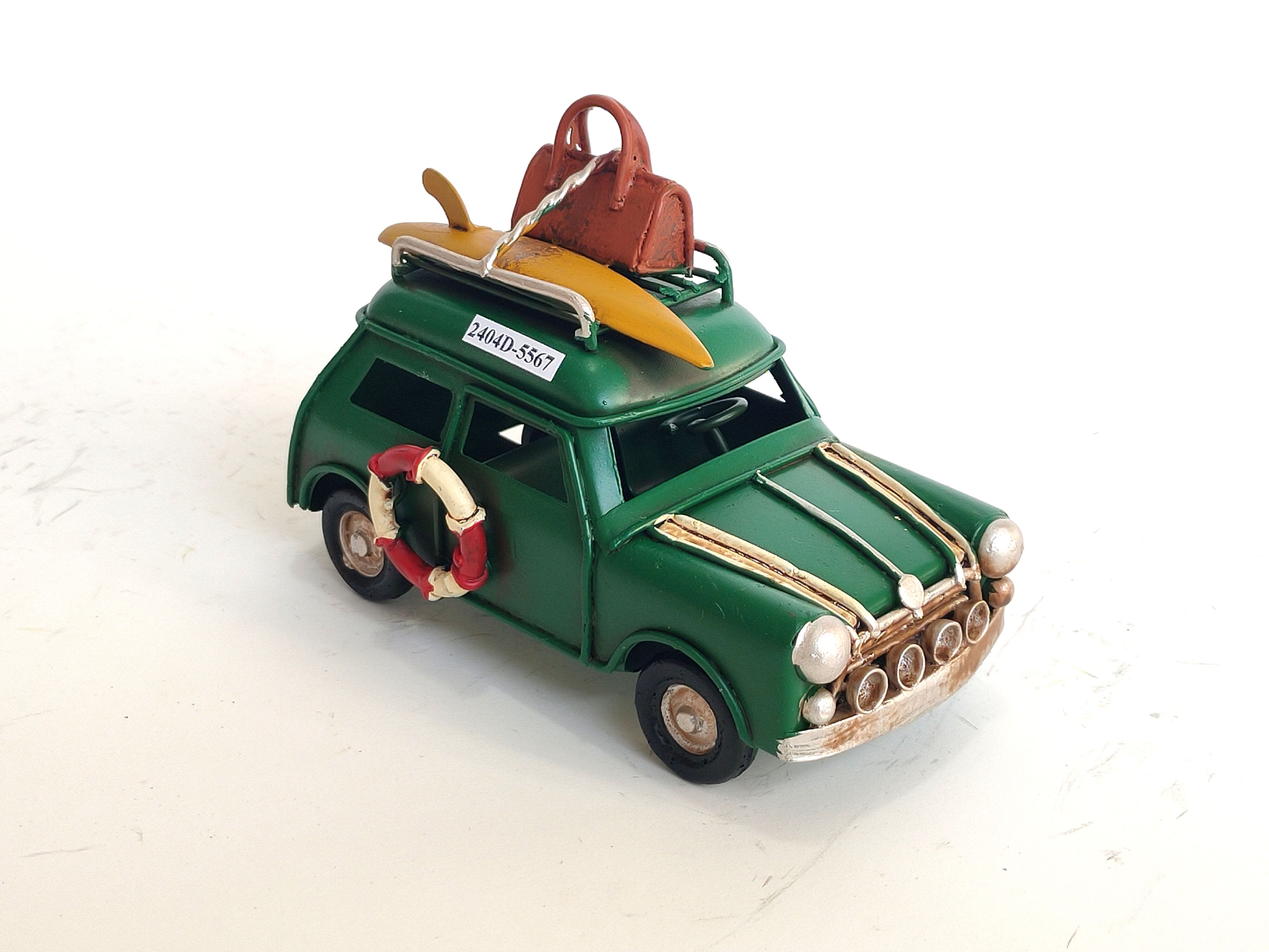 Vintage Green Metal Mini Cooper Surf Edition